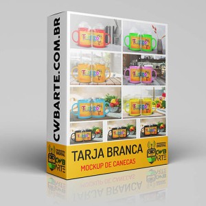 Gerador de Mockup de Canecas com Tarja Branca