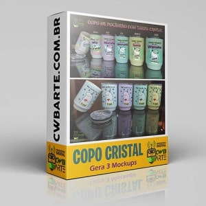 Copo de Polímero com tampa Cristal v2- Mockup