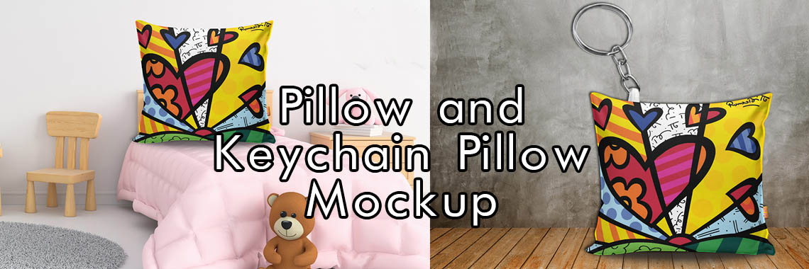 Pillow and Keychain Pillow Mockup