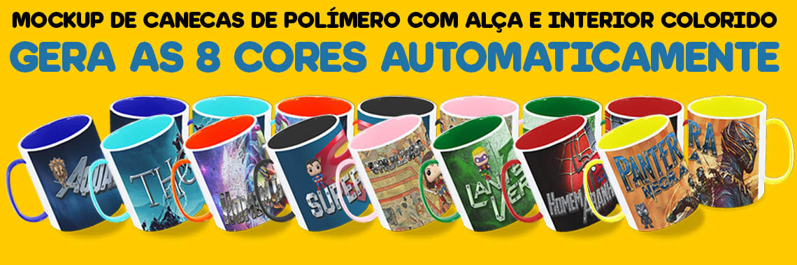 Mockup de Canecas de polímero interior e alça