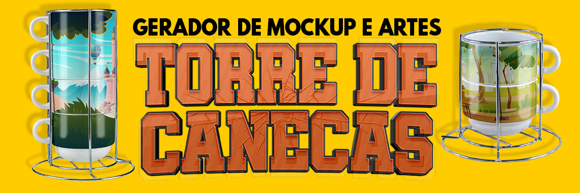 Mockup de torre de canecas